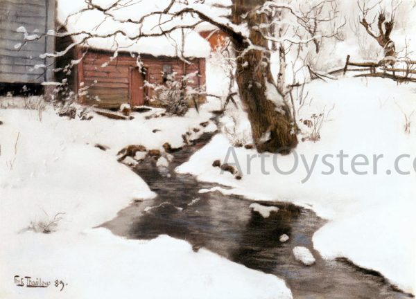 Winter on the Isle of Stord by Fritz Thaulow - Hand-Painted Oil Painting on Canvas Supply