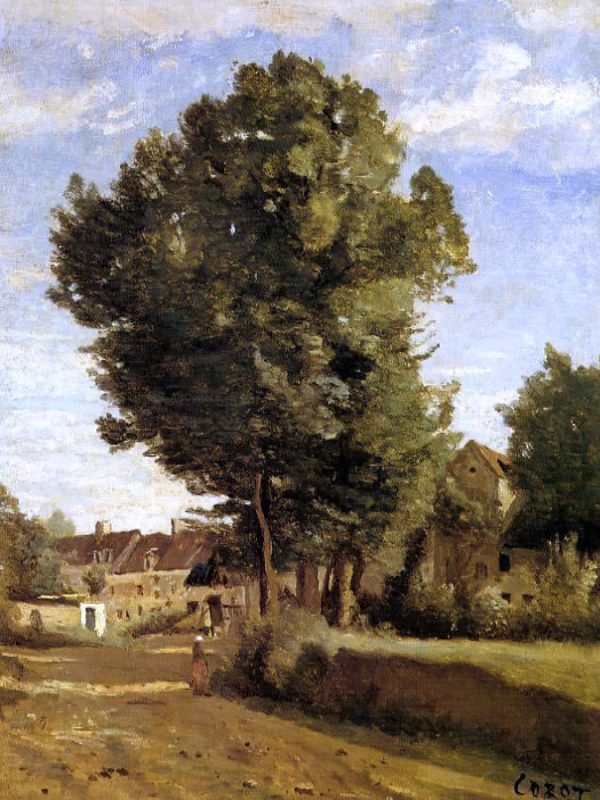 A Village near Beauvais by Jean-Baptiste-Camille Corot - Hand-Painted Oil Painting on Canvas For Discount