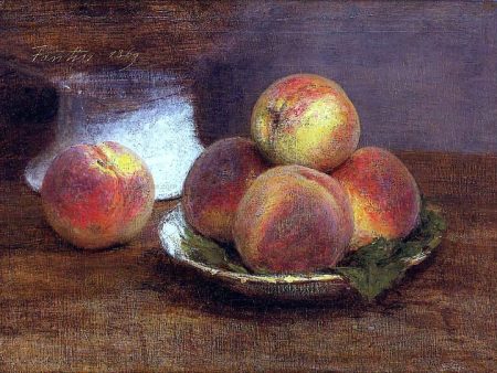 Bowl of Peaches by Henri Fantin-Latour - Hand-Painted Oil Painting on Canvas on Sale