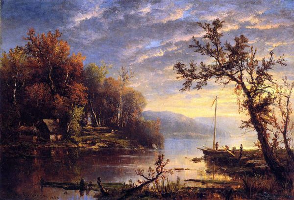 Autumn on the Hudson by Marie-Francois-Regis Gignoux - Hand-Painted Oil Painting on Canvas For Discount