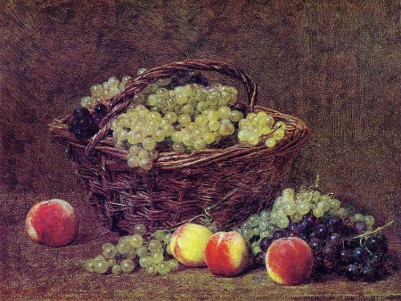 Basket of White Grapes and Peaches by Henri Fantin-Latour - Hand-Painted Oil Painting on Canvas Cheap