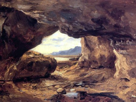 A Cave in a Cliff near Granville by Theodore Rousseau - Hand-Painted Oil Painting on Canvas For Sale