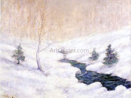 Woodland Stream in a Winter Landscape by John Twachtman - Hand-Painted Oil Painting on Canvas Discount