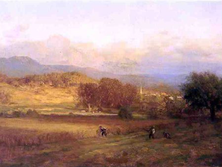 Autumn Landscape by George Inness - Hand-Painted Oil Painting on Canvas For Sale