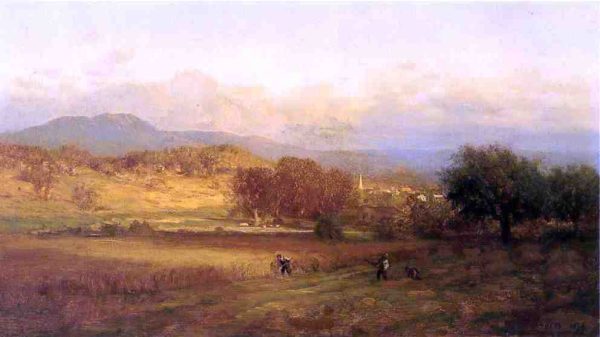 Autumn Landscape by George Inness - Hand-Painted Oil Painting on Canvas For Sale