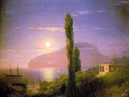 A Lunar Night in the Crimea by Ivan Constantinovich Aivazovsky - Hand-Painted Oil Painting on Canvas Sale