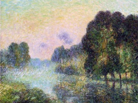 By the Eure River - Fog Effect by Gustave Loiseau - Hand-Painted Oil Painting on Canvas on Sale