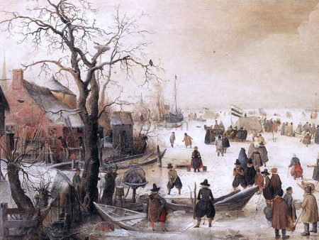 Winter Scene on a Canal by Hendrick Avercamp - Hand-Painted Oil Painting on Canvas Discount