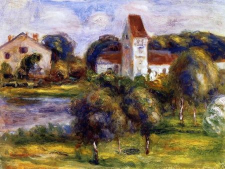 Breton Landscape - Church and Orchard by Pierre Auguste Renoir - Hand-Painted Oil Painting on Canvas For Sale