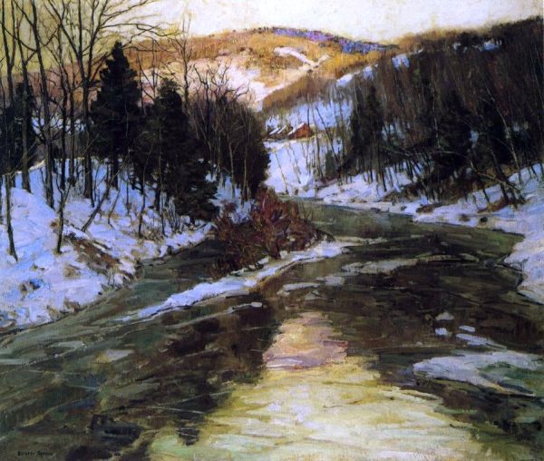 Winter Stream by George Gardner Symons - Hand-Painted Oil Painting on Canvas For Sale