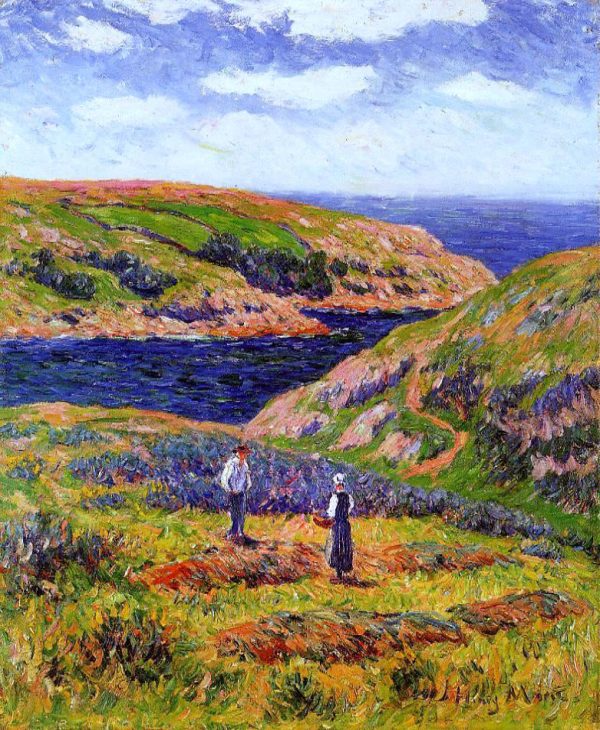 Cliffs at Clohars, Carnoet by Henri Moret - Hand-Painted Oil Painting on Canvas Online now