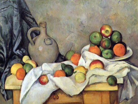 A Curtain, Jug and Fruit by Paul Cezanne - Hand-Painted Oil Painting on Canvas For Discount