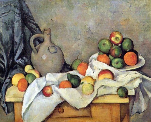 A Curtain, Jug and Fruit by Paul Cezanne - Hand-Painted Oil Painting on Canvas For Discount