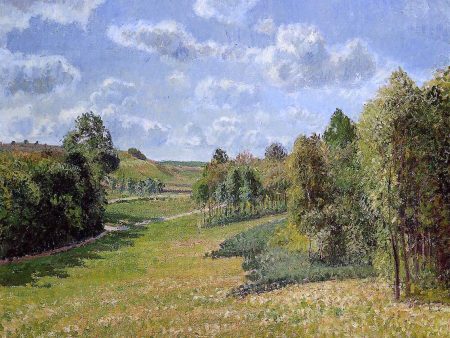 Berneval Meadows, Morning by Camille Pissarro - Hand-Painted Oil Painting on Canvas Online Sale