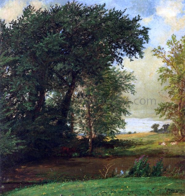 Banks of the River by Jasper Francis Cropsey - Hand-Painted Oil Painting on Canvas Hot on Sale