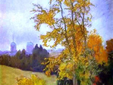 Autumn Landscape with a Church by Isaac Ilich Levitan - Hand-Painted Oil Painting on Canvas Fashion