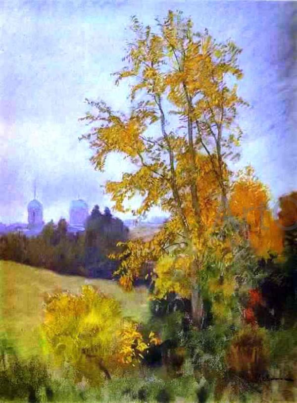 Autumn Landscape with a Church by Isaac Ilich Levitan - Hand-Painted Oil Painting on Canvas Fashion