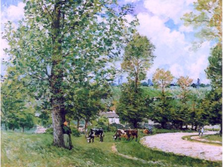 Cow Pasture near Louveciennes by Alfred Sisley - Hand-Painted Oil Painting on Canvas Discount