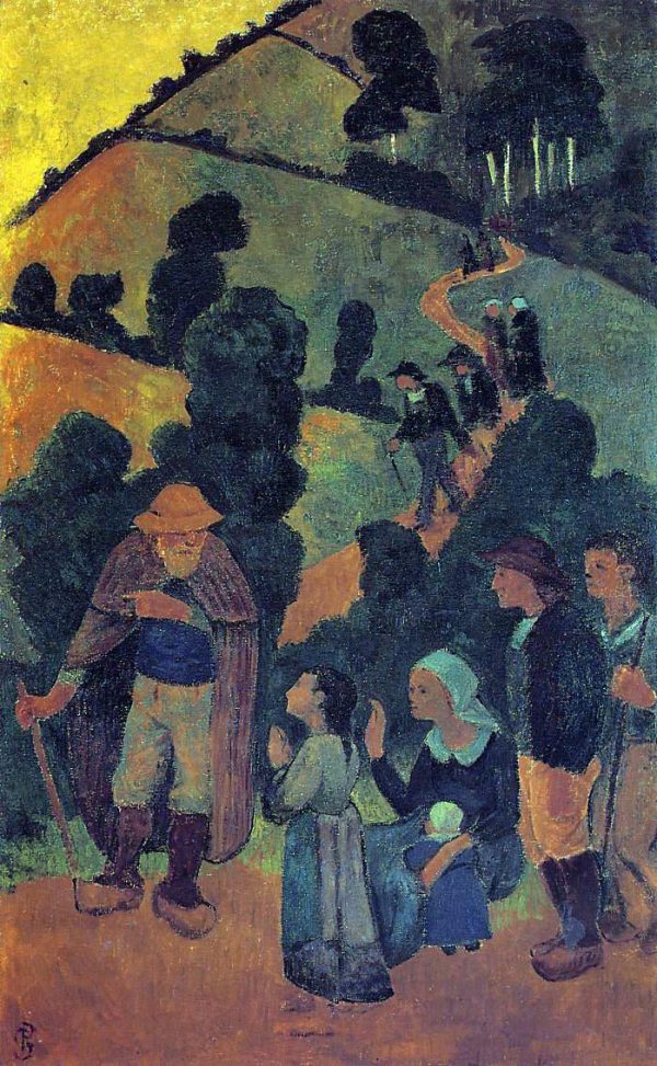 Bretons on a Path by Paul Serusier - Hand-Painted Oil Painting on Canvas Fashion