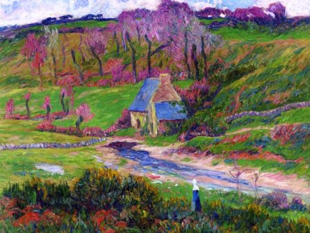 Bretons on the Banks of a River by Henri Moret - Hand-Painted Oil Painting on Canvas on Sale