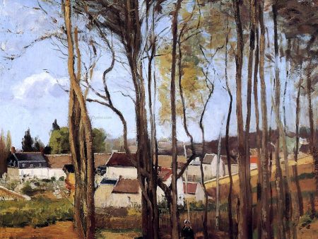 A Village Through the Trees by Camille Pissarro - Hand-Painted Oil Painting on Canvas Fashion