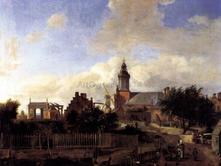 Amsterdam: Street before Haarlem Tower by Jan Van der Heyden - Hand-Painted Oil Painting on Canvas For Discount