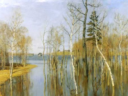 A Spring Flood by Isaac Ilich Levitan - Hand-Painted Oil Painting on Canvas Online