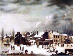 Winter Scene in Brooklyn by Francis Guy - Hand-Painted Oil Painting on Canvas For Sale