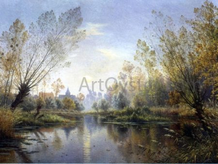 Autumn Evening (also known as Moonrise over the Suippe) by Armand Guery - Hand-Painted Oil Painting on Canvas For Cheap