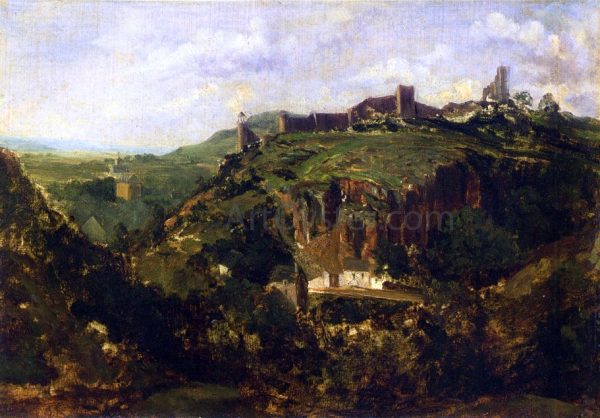 Bourg en Auvergne by Theodore Rousseau - Hand-Painted Oil Painting on Canvas For Discount