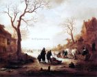 Canal in Winter by Isaac Van Ostade - Hand-Painted Oil Painting on Canvas Fashion