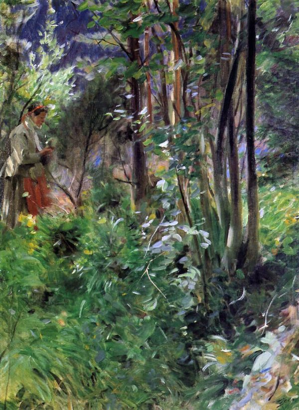 A Woman in a Forest by Anders Zorn - Hand-Painted Oil Painting on Canvas Online now