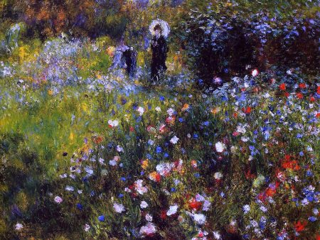 A Summer Landscape (also known as Woman with a Parasol in a Garden) by Pierre Auguste Renoir - Hand-Painted Oil Painting on Canvas For Discount