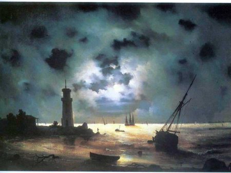 Coast of Sea at Night by Ivan Constantinovich Aivazovsky - Hand-Painted Oil Painting on Canvas Cheap