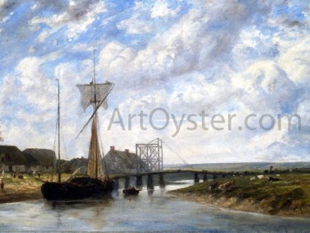 A Bridge over the Touques near Trouville by Paul Huet - Hand-Painted Oil Painting on Canvas Hot on Sale