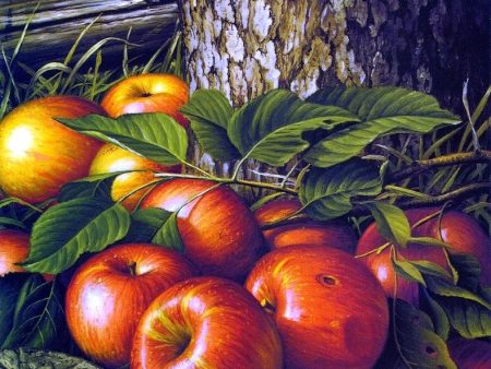 Apples and Tree Trunk by Levi Wells Prentice - Hand-Painted Oil Painting on Canvas Online