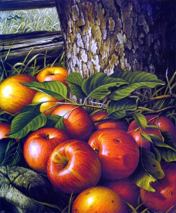 Apples and Tree Trunk by Levi Wells Prentice - Hand-Painted Oil Painting on Canvas Online