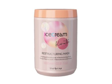 Atstatanti kaukė plaukams su keratinu Inebrya Ice Cream Keratin Restructuring Mask ICE26312, intensyviai drėkinanti, 1000 ml For Sale