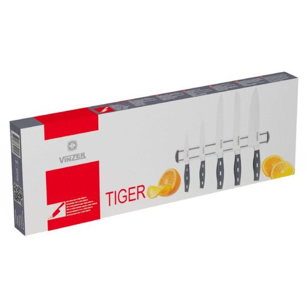 Peilių rinkinys Vinzer Tiger 89109, 6 vnt. su magnetiniu laikikliu For Discount