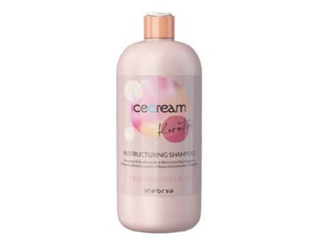 Atstatantis šampūnas plaukams su keratinu Inebrya Ice Cream Keratin Restructuring Shampoo ICE26310, intensyviai drėkinantis, 1000 ml Fashion